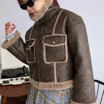 SHAGGIE 빈티지 무스탕 퍼 코트 퍼 자켓