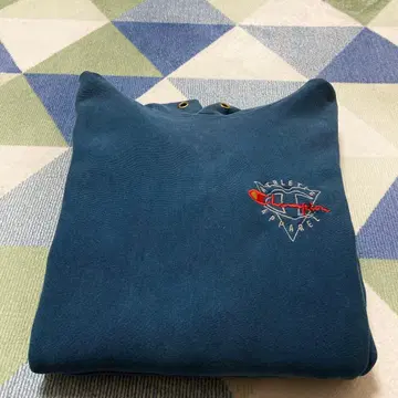 90s Champion 다크 블루 리버스 위브 자수 택 USA L 사이즈