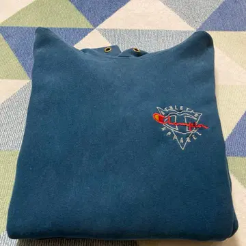 90s Champion 다크 블루 리버스 위브 자수 택 USA L 사이즈