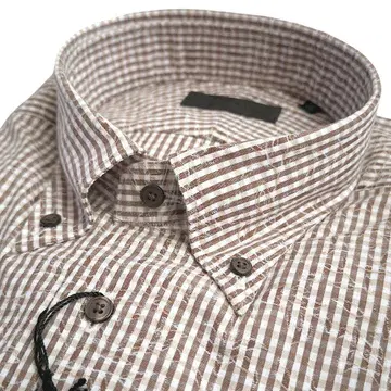 더반 긴팔 셔츠 드레스 셔츠 플라워 자카드 깅엄 체크 LL