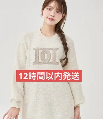 다리치 DD 로고 트위드 니트 풀오버 화이트