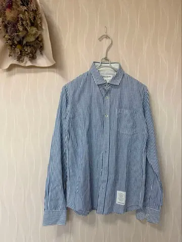 새상품급 VANQUISH 뱅퀴시 스트랩 셔츠 일본제 파랑 스카이블루