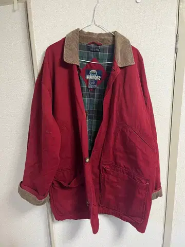 빨간색 코듀로이 옷깃 커버올