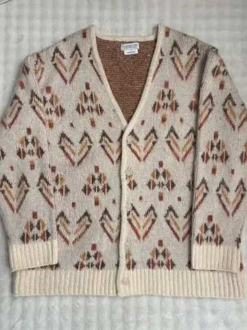 기하학 패턴 울 혼방 가디건