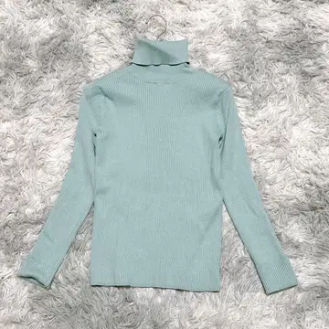 애프터눈 티 M-L 터틀넥 니트 스웨터 민트 레이온