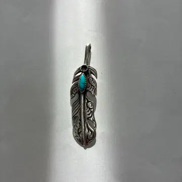 페더 목걸이 실버 깃털형 펜던트 터콰이즈