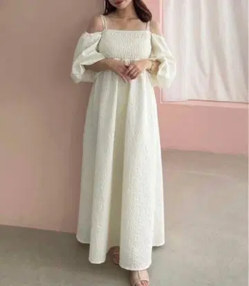 뮤게 플라워 자카드 2way 원피스 화이트