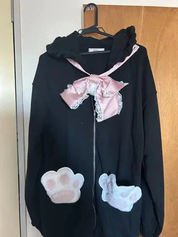 지뢰 양산 고양이 귀 후드티