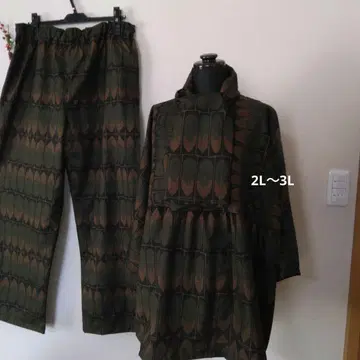 오시마 명주 리메이크 삼종 세트 셋업 팬츠와 상의 머플러