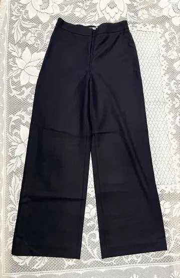 Theory Luxe 울 삭소니 와이드 스트레이트 팬츠 네이비