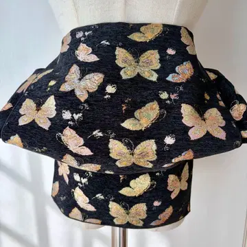 성인 헤코 오비 셔닐 나비 장척 자카드 헤코 오비 반폭 오비