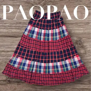 PAOPAO 파오파오 오리지널 패치워크 체크 맥시 길이 롱 스커트