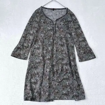 u129 스마트 핑크 튜닉 원피스 7부 소매 페이즐리 무늬 40