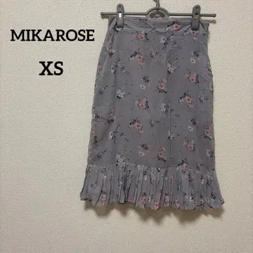 MIKAROSE [ XS ] 그레이 꽃무늬 플레어 스커트