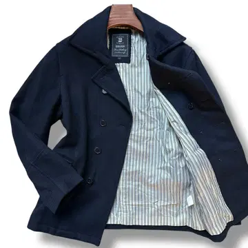 빔즈 나폴레옹 코트 L 남성용 피코트 다크 네이비 스트라이프 출퇴근