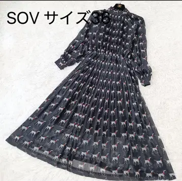 SOV 플리츠 강아지 패턴 롱 원피스 사이즈 36
