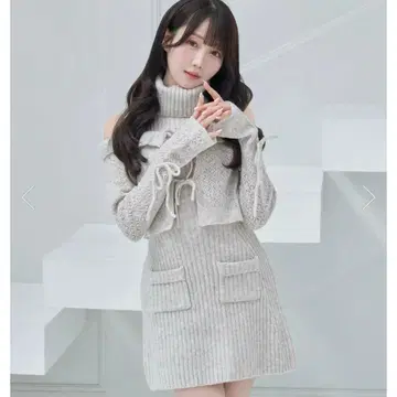 로제 뮤즈 frill cardigan set mini knit OP