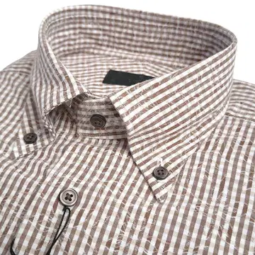 더반 긴팔 셔츠 드레스 셔츠 플라워 자카드 깅엄 체크 S