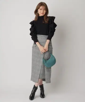 아푸와이저 리셰 랩 타이트 스커트 하운드투스 체크 사이즈 1