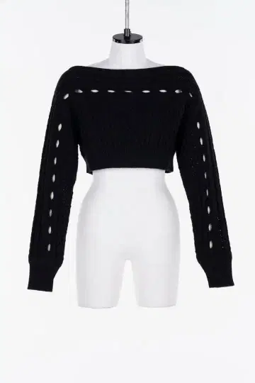 FETICO 케이블 니트 쇼트 점퍼/블랙 36