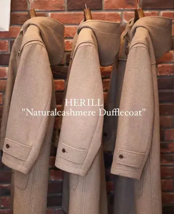 초기 HERILL 헤릴 캐시미어 100% 더플 코트 베이지 2