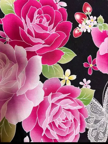 여성용 유카타 장미 나비 딸기 꽃무늬 레이스 헤이세이 갸루 아게하