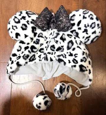 도쿄 디즈니 리조트 레오파드 디자인 팬캡 화이트