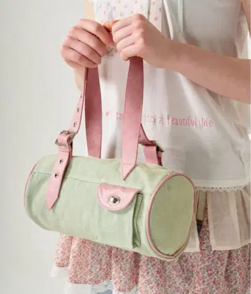 TINA:JOJUN 바이컬러 데님 미니백 핑크