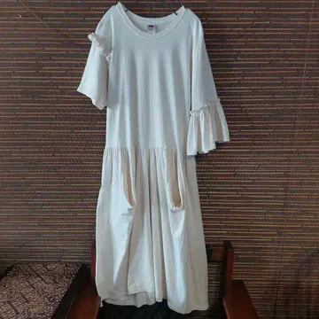 리메이크 원피스 아이보리 좌우 비대칭 프릴 벌룬 F