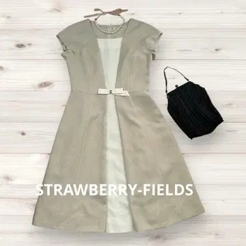 스트로베리 필드 고급 배색 원피스 일본제 반팔 A라인 S 상당