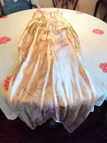 실크 꽃무늬 핑크 슬립 드레스