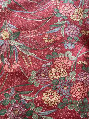 빨간색 꽃무늬 코몬 기모노(순수 실크) 1