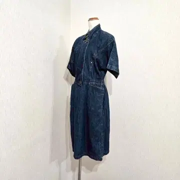 Givy 데님 원피스 양쪽 사이드 빅 포켓 허리밴딩 면 100%