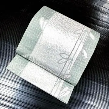 순수 실크 육통 후쿠로 오비 [ 리본 실버 ]