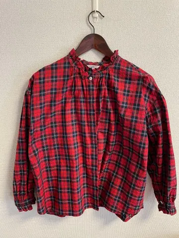 a piece of Library 빨간색 체크 블라우스