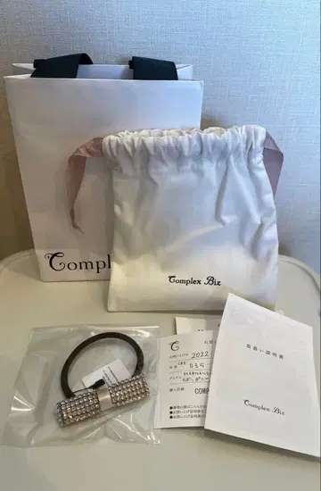 [ 새상품 미사용 ] Complex Biz 크리스탈 메쉬 리본 포니 핑크