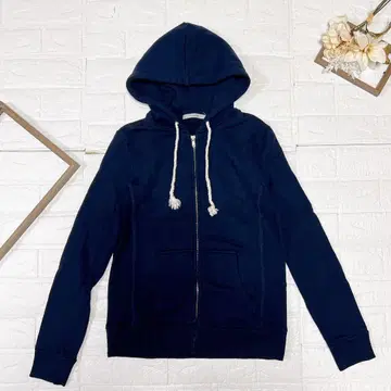 PAR ICI 팰리시 풀 집업 후드티 네이비 면 100% 사이즈 F