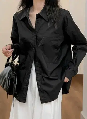 블랙 버튼업 셔츠 긴팔