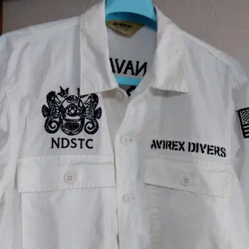 AVIREX 자수 긴팔 셔츠 화이트