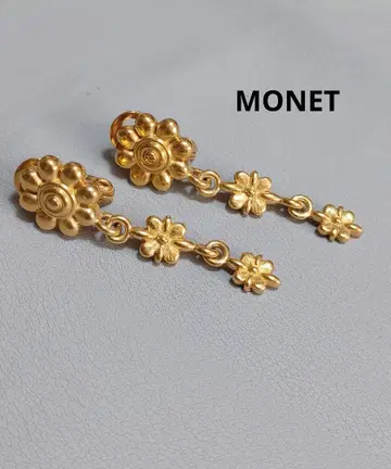 a08 MONET 골드 플라워 롱 귀찌 레어