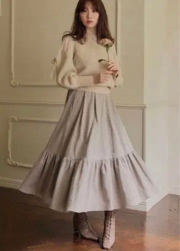 herlipto 플로럴 자카드 볼륨 스커트