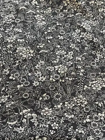 블랙 컬러 꽃무늬 코몬 기모노 (순수 실크)