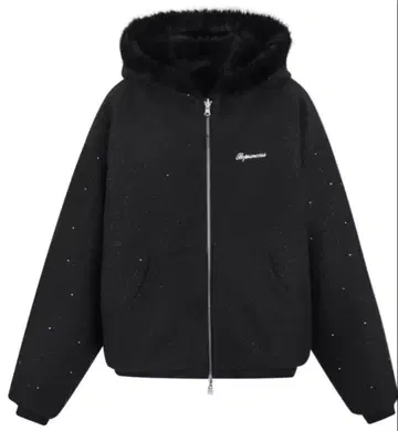 andwang Kirakira 2way fur zip up (black)