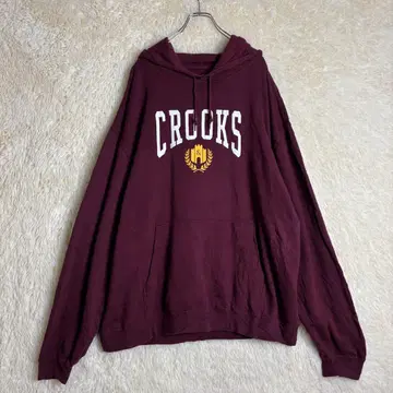 2XL 후드티 버건디 칼리지풍 크레스트 속기모 오버 사이즈