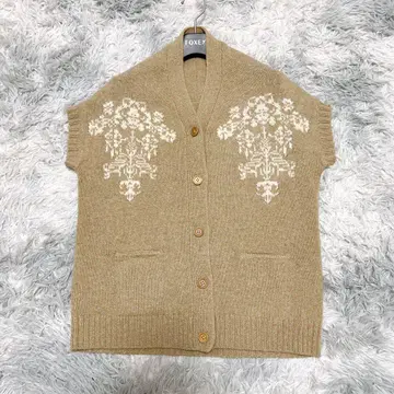 스튜디오 클립 L 니트 베스트 프론트 오픈 올 패턴 셰틀랜드 울