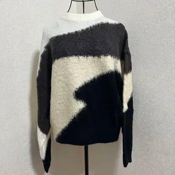 퍼블릭 도쿄 PUBLIC TOKYO 블록 웨이브 모헤어 니트