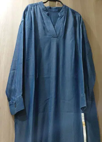 새상품급 Doors 리오셀 데님 스탠드 카라 롱 원피스 21SS