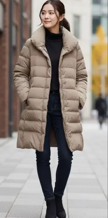 어반 리서치 숄카라 여배우 옷깃 다운 자켓 코트 롱 기장