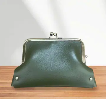 이탈리아 가죽 부녀 가마구치 컴팩트 지갑