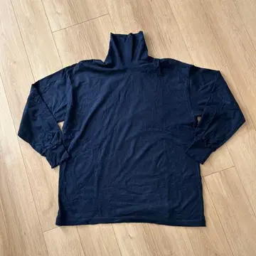 쿠메섬유 터틀넥 빅 T셔츠 네이비